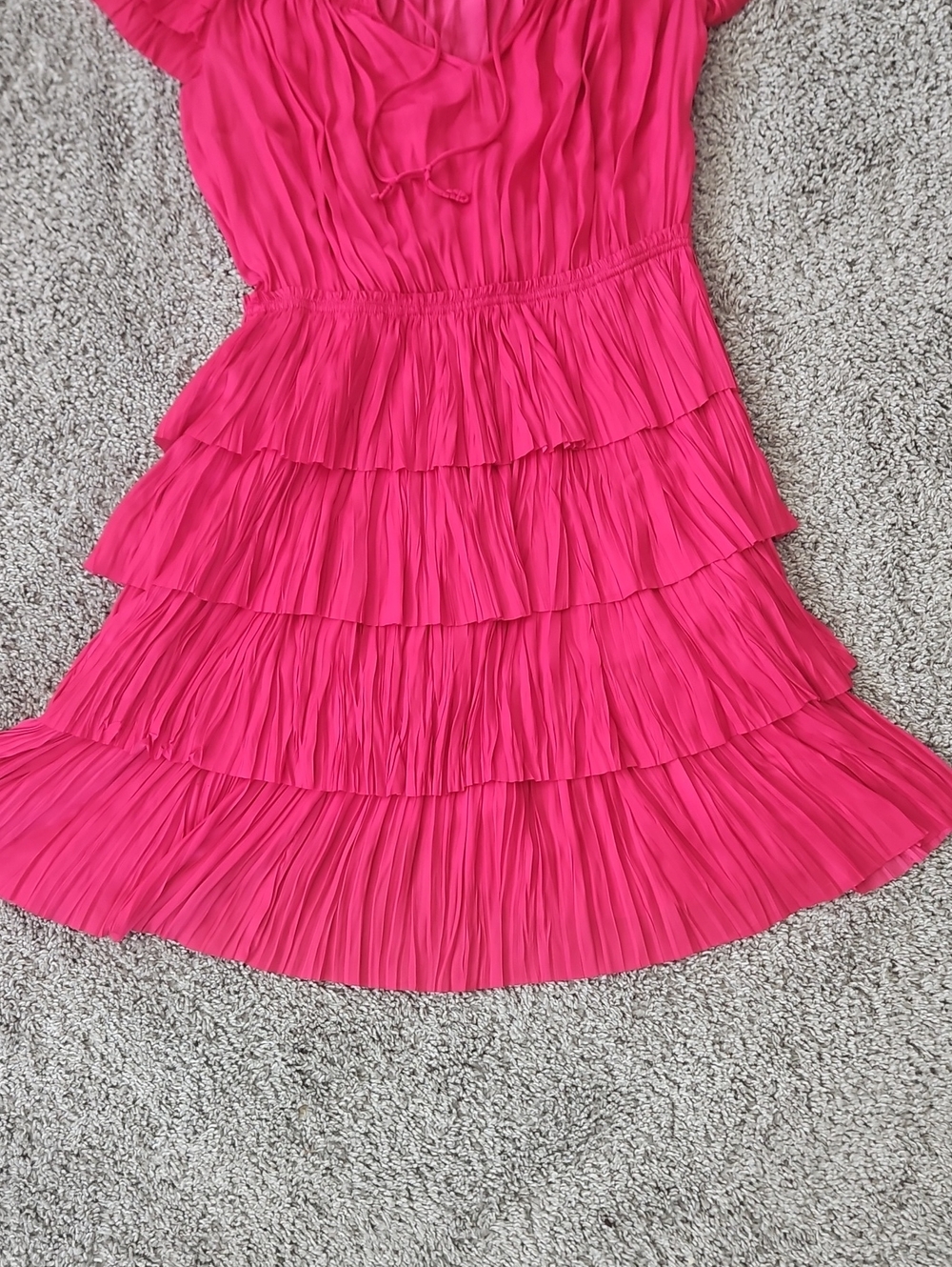Ulla Johnson Hot Pink Ruffle Tiered Dress 4 - Picture 3 of 10